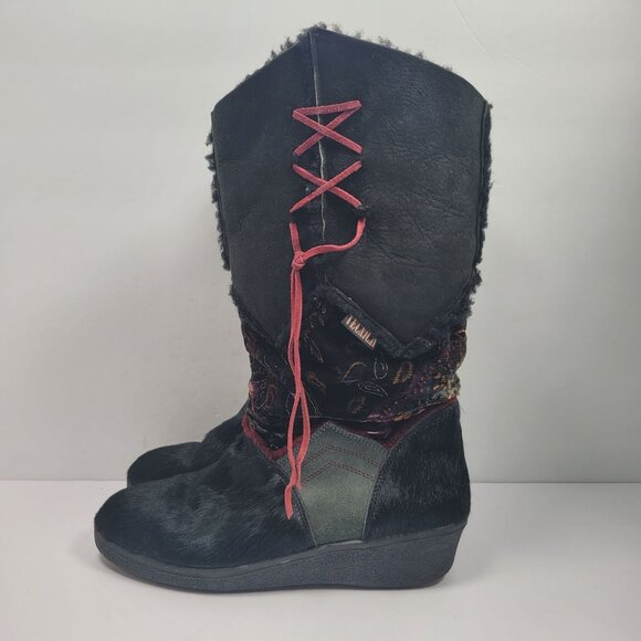 Tecnica Women's Black Fur Boot US Size 11 EU 43 Made in Italy - Picture 2 of 11